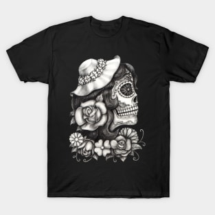 Female skeleton day of the dead. T-Shirt